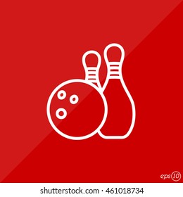 Web line icon. Bowling, ball and skittles