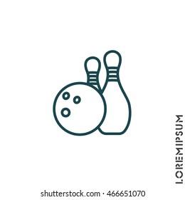 Web line icon. Bowling, ball and skittles