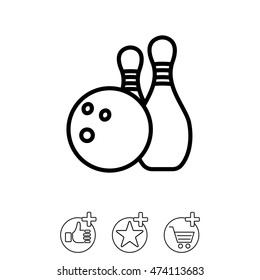 Web line icon. Bowling, ball and skittles
