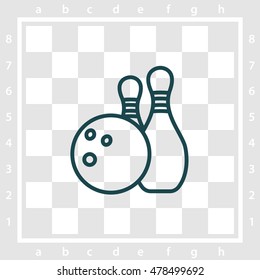 Web line icon. Bowling, ball and skittles