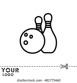 Web line icon. Bowling, ball and skittles