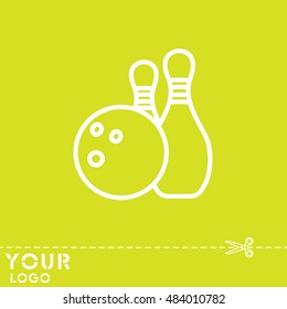 Web line icon. Bowling, ball and skittles