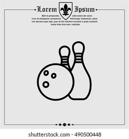 Web line icon. Bowling, ball and skittles