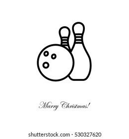 Web line icon. Bowling, ball and skittles