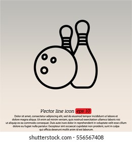 Web line icon. Bowling, ball and skittles