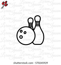 Web line icon. Bowling, ball and skittles
