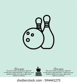 Web line icon. Bowling, ball and skittles