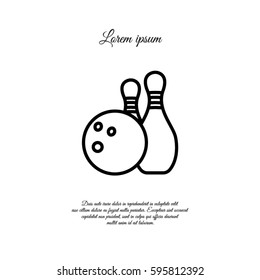 Web line icon. Bowling, ball and skittles