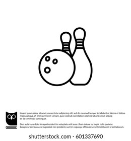 Web line icon. Bowling, ball and skittles
