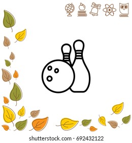Web line icon. Bowling, ball and skittles