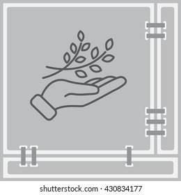 Web line icon. A branch in the hand