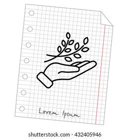 Web line icon. A branch in the hand