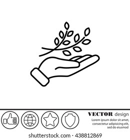 Web line icon. A branch in the hand