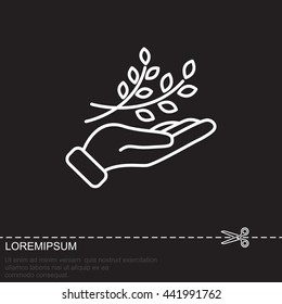 Web line icon. A branch in the hand