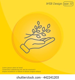 Web line icon. A branch in the hand