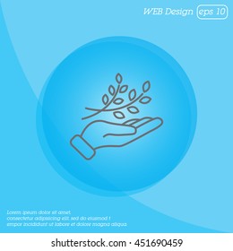 Web line icon. A branch in the hand