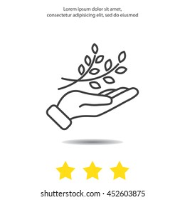 Web line icon. A branch in the hand