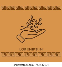 Web line icon. A branch in the hand
