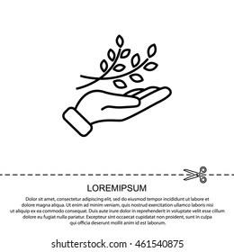 Web line icon. A branch in the hand