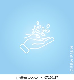Web line icon. A branch in the hand