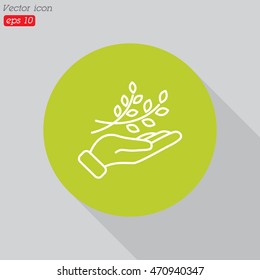 Web line icon. A branch in the hand