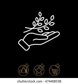 Web line icon. A branch in the hand