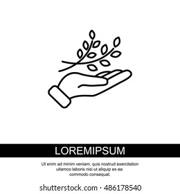 Web line icon. A branch in the hand
