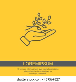 Web line icon. A branch in the hand