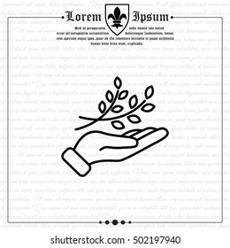 Web line icon. A branch in the hand