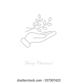 Web line icon. A branch in the hand