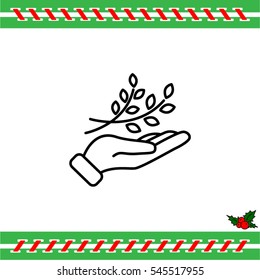 Web line icon. A branch in the hand