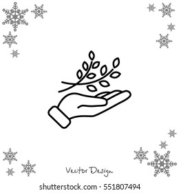 Web line icon. A branch in the hand