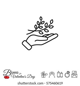 Web line icon. A branch in the hand