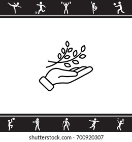 Web line icon. A branch in the hand