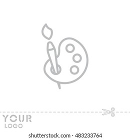 Web line icon. Brush and paint, palette with paints and brush