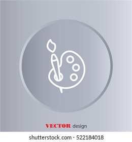 Web line icon. Brush and paint, palette with paints and brush
