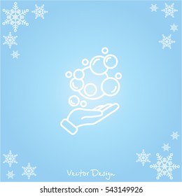 Web line icon. Bubbles in the hand, bubble blower