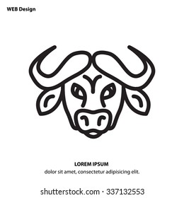 Web line icon - Buffalo; wild animals