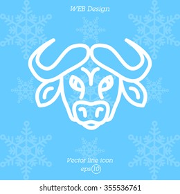 Web line icon. Buffalo; wild animals