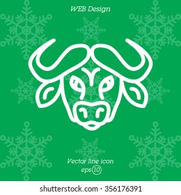 Web line icon. Buffalo; wild animals