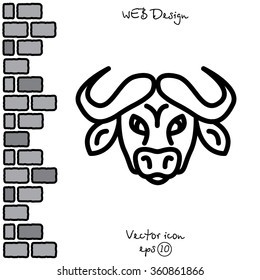 Web line icon. Buffalo; wild animals