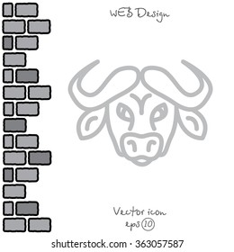 Web line icon. Buffalo; wild animals