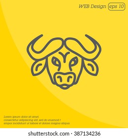 Web line icon. Buffalo; wild animals