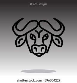 Web line icon. Buffalo; wild animals