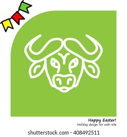 Web line icon. Buffalo; wild animals