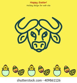 Web line icon. Buffalo; wild animals