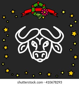 Web line icon. Buffalo; wild animals