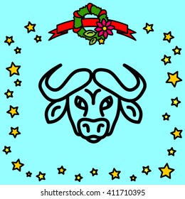 Web line icon. Buffalo; wild animals