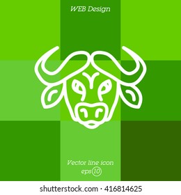 Web line icon. Buffalo; wild animals