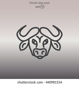 Web line icon. Buffalo; wild animals